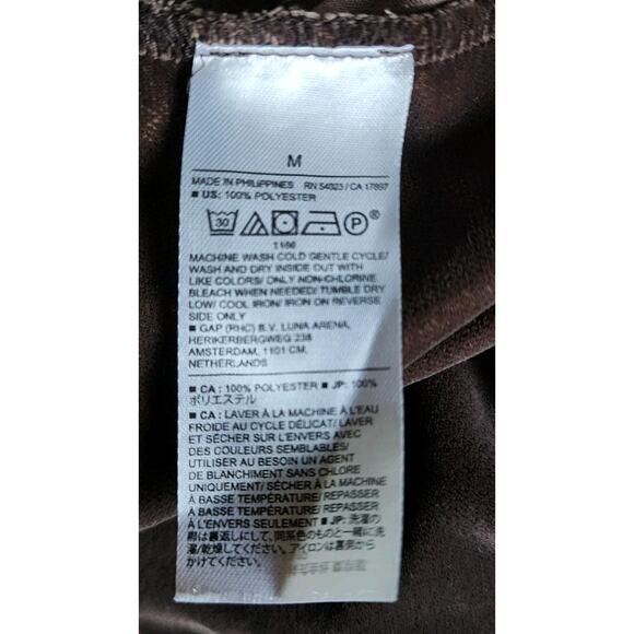 Banana Republic Blouse Womens Chocolate Velvet Mock Neck Open Back Tie Waist Med - Picture 7 of 8